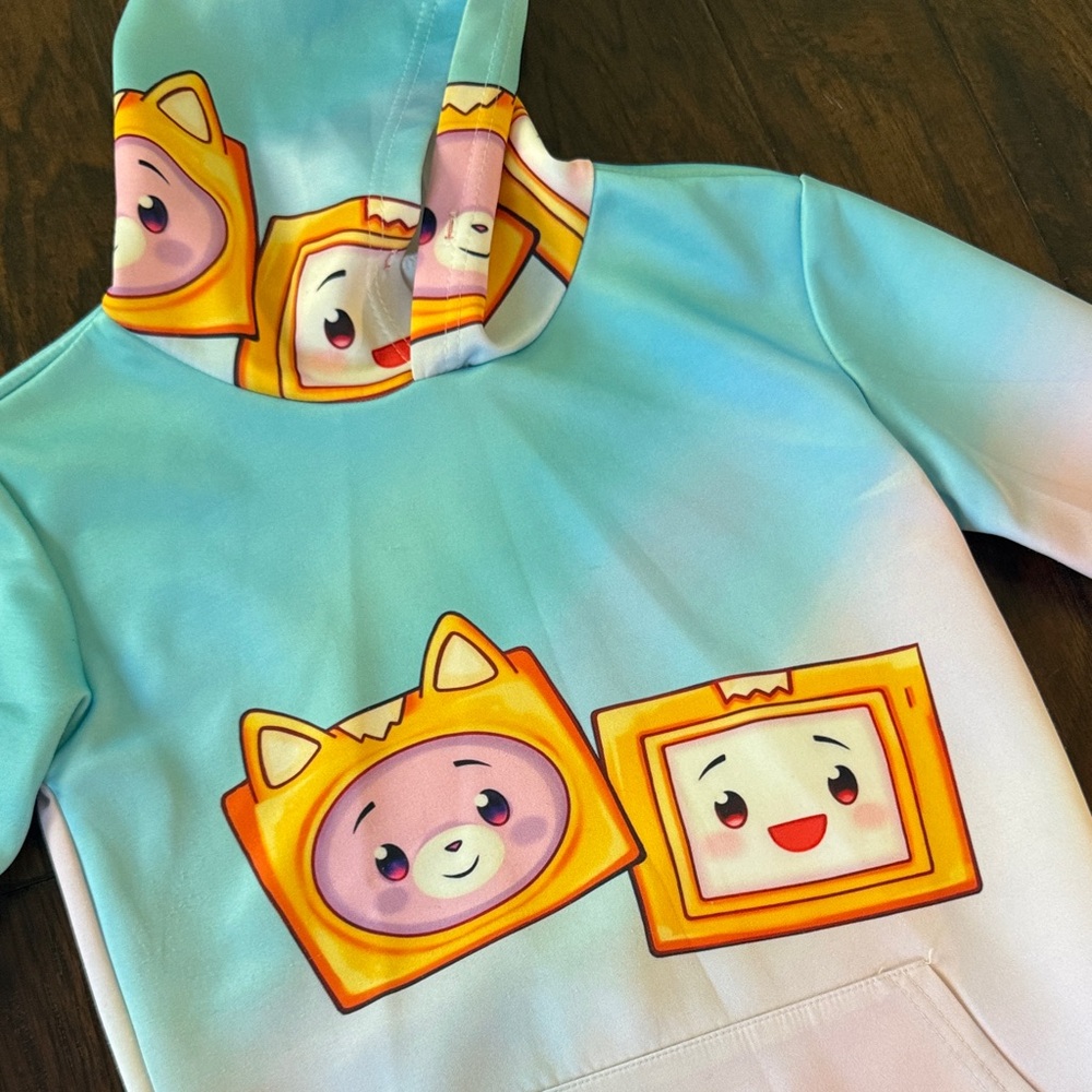 Kids Gradient Hoodie with Cartoon Print - Picture 3 of 5